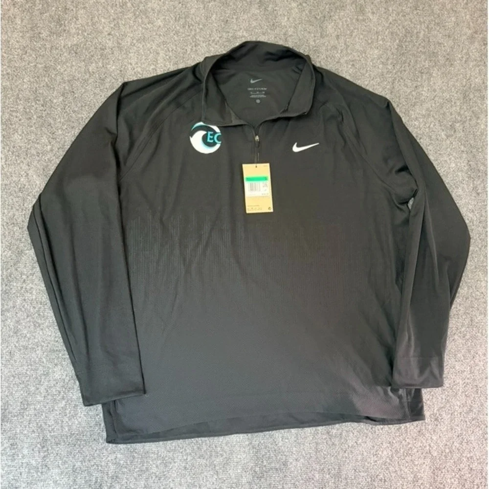 NWT Nike Dri-FIT Men's Black 1/4 Zip Golf Pullover Size L  W/Eckerd College Logo